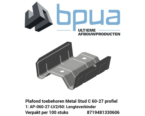 Verbindingsstuk Voor Plafondprofiel 60x27 Mm, Zakje 100 Stuks
