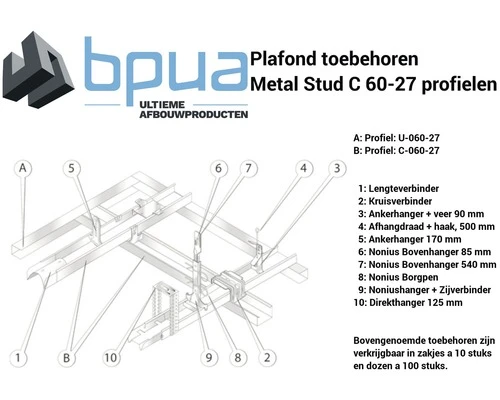 Verbindingsstuk Voor Plafondprofiel 60x27 Mm, Zakje 100 Stuks - Afbeelding 2