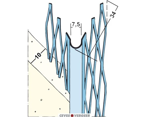 Hoekbeschermer 1005H-1800 Mm, Verzinkt Voor 10 Mm Pleisterlaagdikte