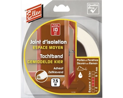 ELLEN Tochtband Schuim P Zelfklevend Wit 7,5 M 1 ELLEN Tochtband Schuim P Zelfklevend Wit 7,5 M