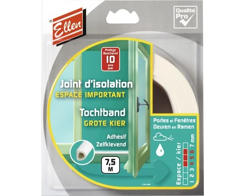 ELLEN Tochtband Schuim D Zelfklevend Wit 7,5 M 1 ELLEN Tochtband Schuim D Zelfklevend Wit 7,5 M