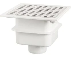 MARTENS Vloerput, Rvs/ Wit ABS-kunststof, Onderuitloop, 15 X 15 Cm