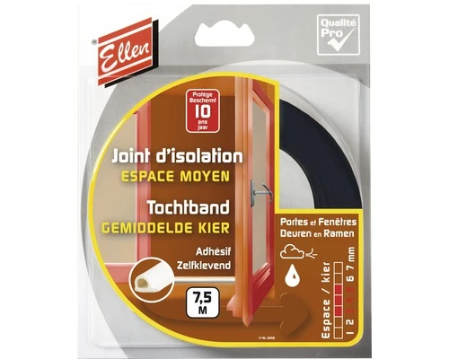 ELLEN Tochtband Schuim P Zelfklevend Zwart 7,5 M 1 ELLEN Tochtband Schuim P Zelfklevend Zwart 7,5 M