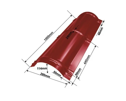PRECIT Nokvorst Halfrond Dakpanplaat Metaal RAL 9005 Zwart 1000 X 280 Mm - Afbeelding 2