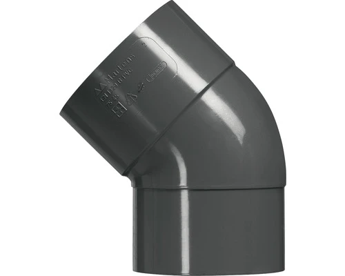 MARTENS Bocht Verjongd, Hwa, PVC, 1 X Lijmmof, Antraciet, 45°, 80 Mm