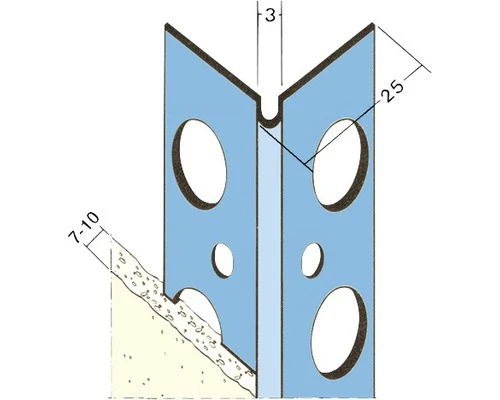 Hoekbeschermer 1040V-2600 Mm, Verzinkt Voor 7 Mm Pleisterlaagdikte