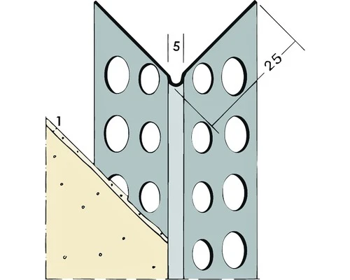 Hoekbeschermer 1029H-2600 Mm, Verzinkt Wit Voor Pleisterlaagdikte 1 Mm