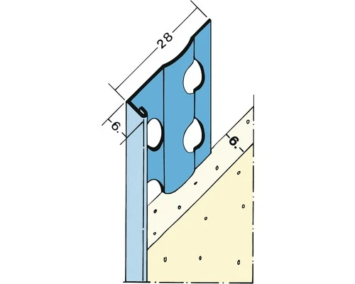Stucstopprofiel 1216-2600 Mm Verzinkt Voor Pleisterlaag 6 Mm