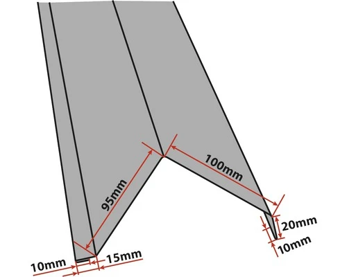 PRECIT Randhoek Voor Dakpanplaat Metaal RAL 3009 Oxiderood 1000 X 95 X 100 Mm - Afbeelding 3